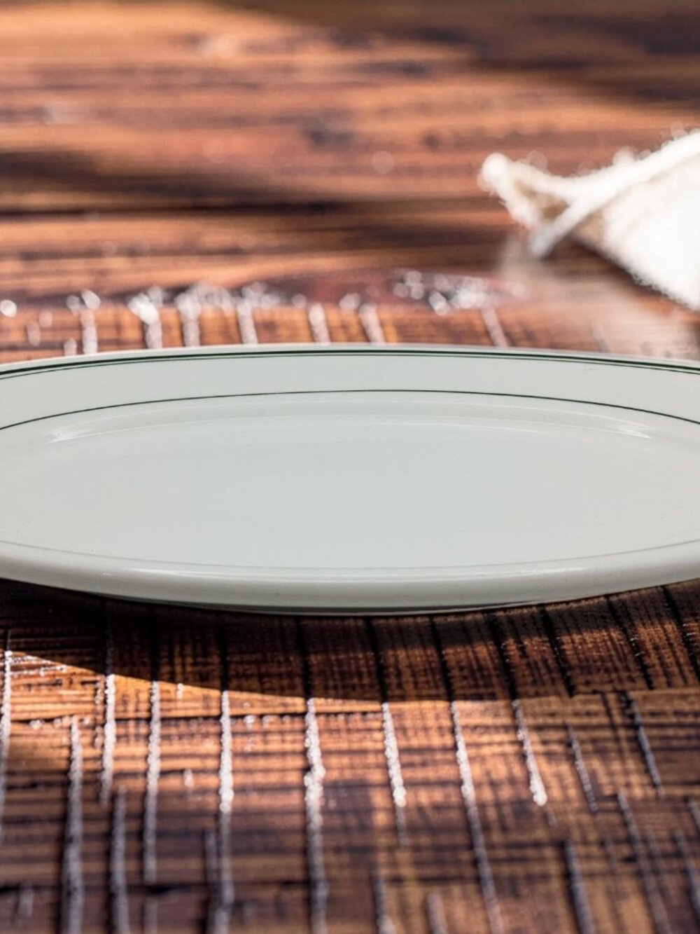 vintage homer laughlin best china green trim 12.25"L serving platter
